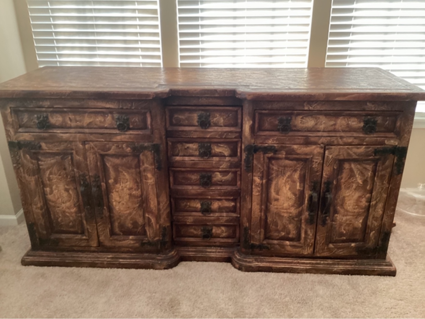 Beautiful Hand-Painted Wood Sideboard