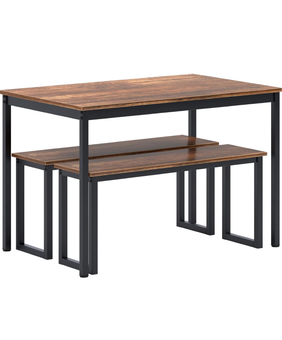 Rustic Farmhouse Dining Set - Table and Two Benches