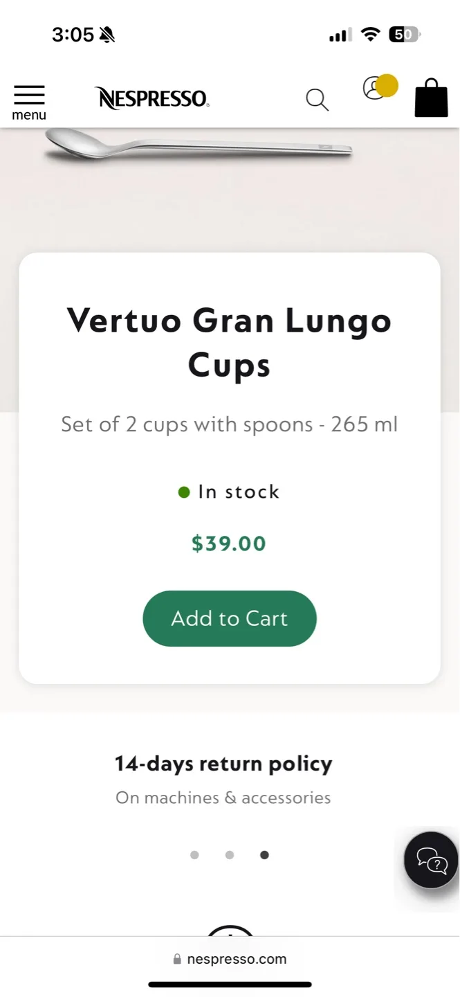 2 sets Nespresso Vertuo Gran Lungo Glass Cups with Spoons 💚 image indicator(5)