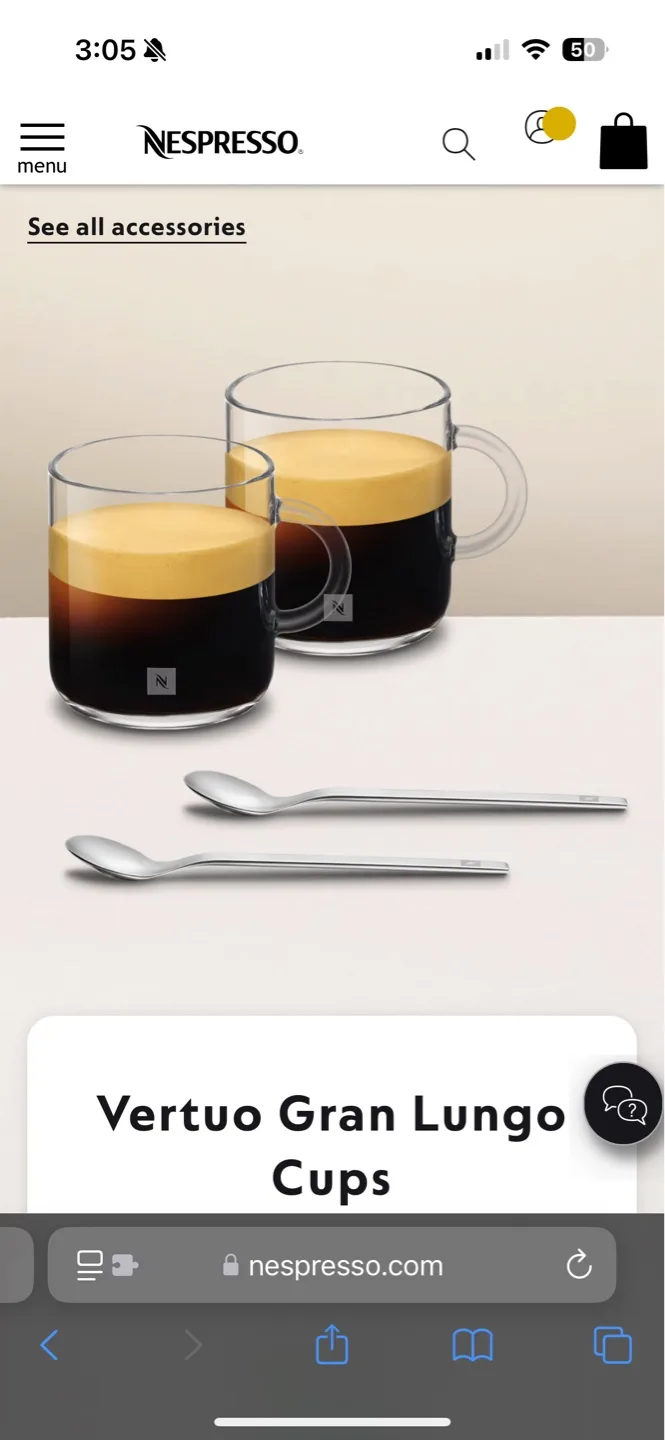 2 sets Nespresso Vertuo Gran Lungo Glass Cups with Spoons 💚 image indicator(4)