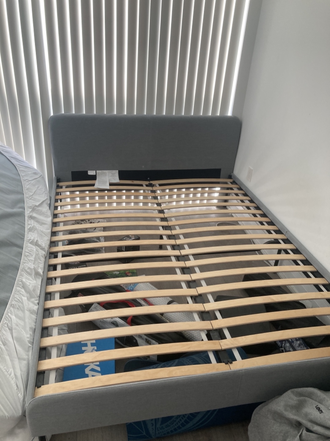Queen-size upholstered bed frame with Mattress