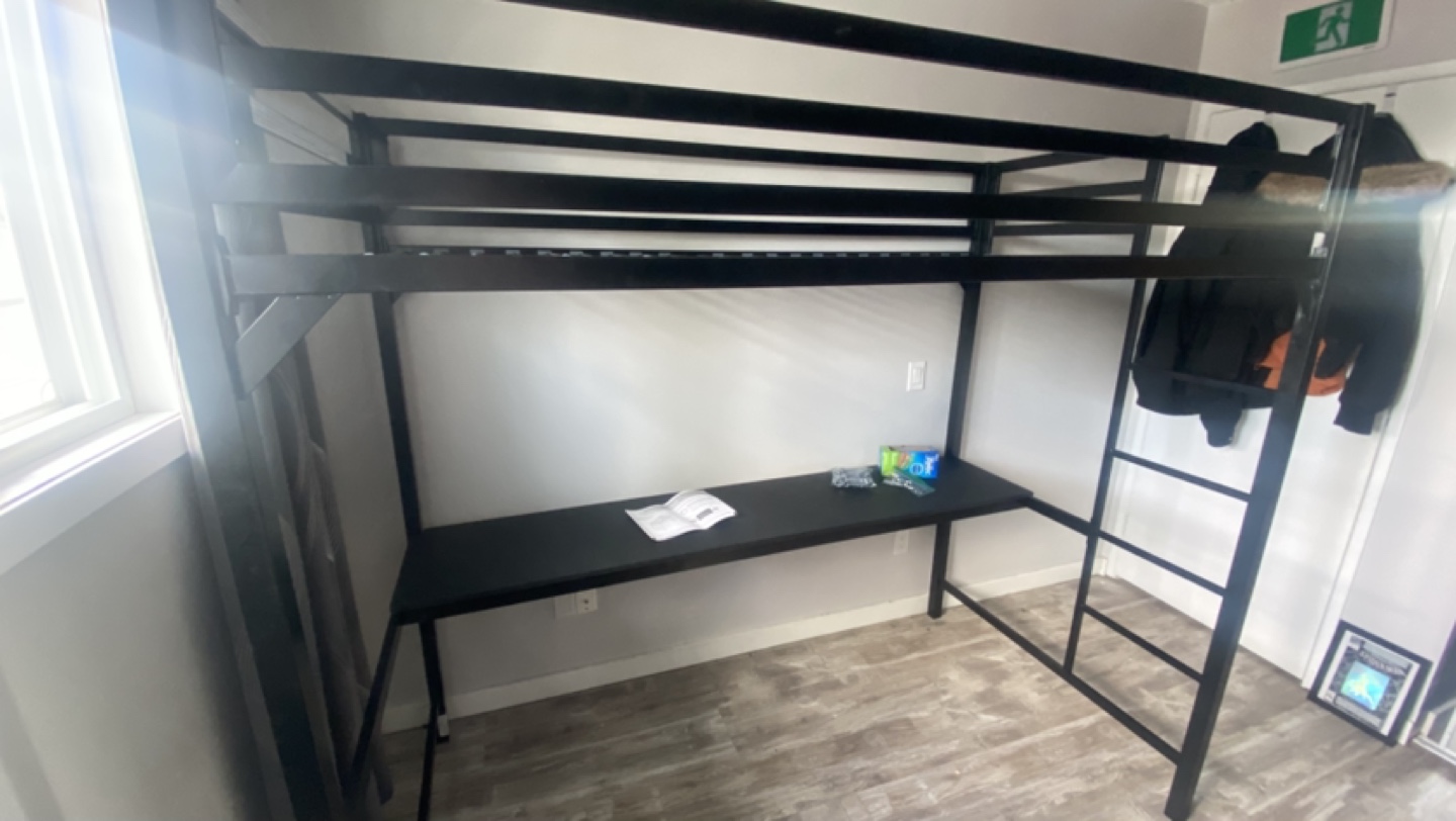 Black Metal Loft Bed with Built-in Desk - photo 3