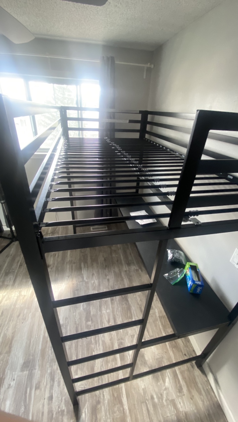 Black Metal Loft Bed with Built-in Desk - photo 2