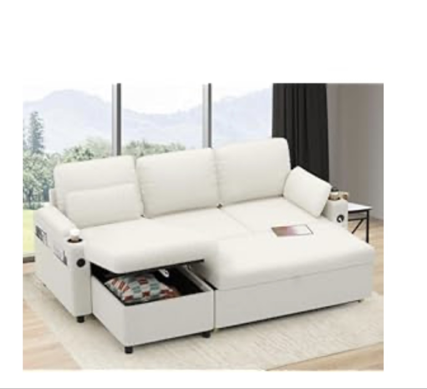White Sectional Sofa with Storage