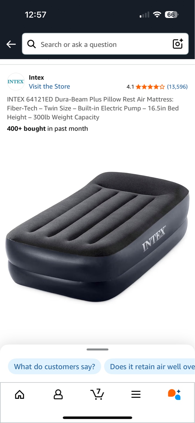 INTEX 64121ED Dura-Beam Plus Pillow Rest Air Mattress - Twin