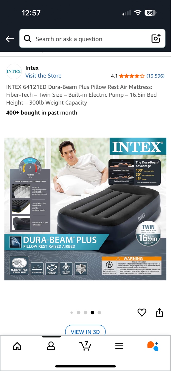 INTEX 64121ED Dura-Beam Plus Pillow Rest Air Mattress - Twin - photo 2