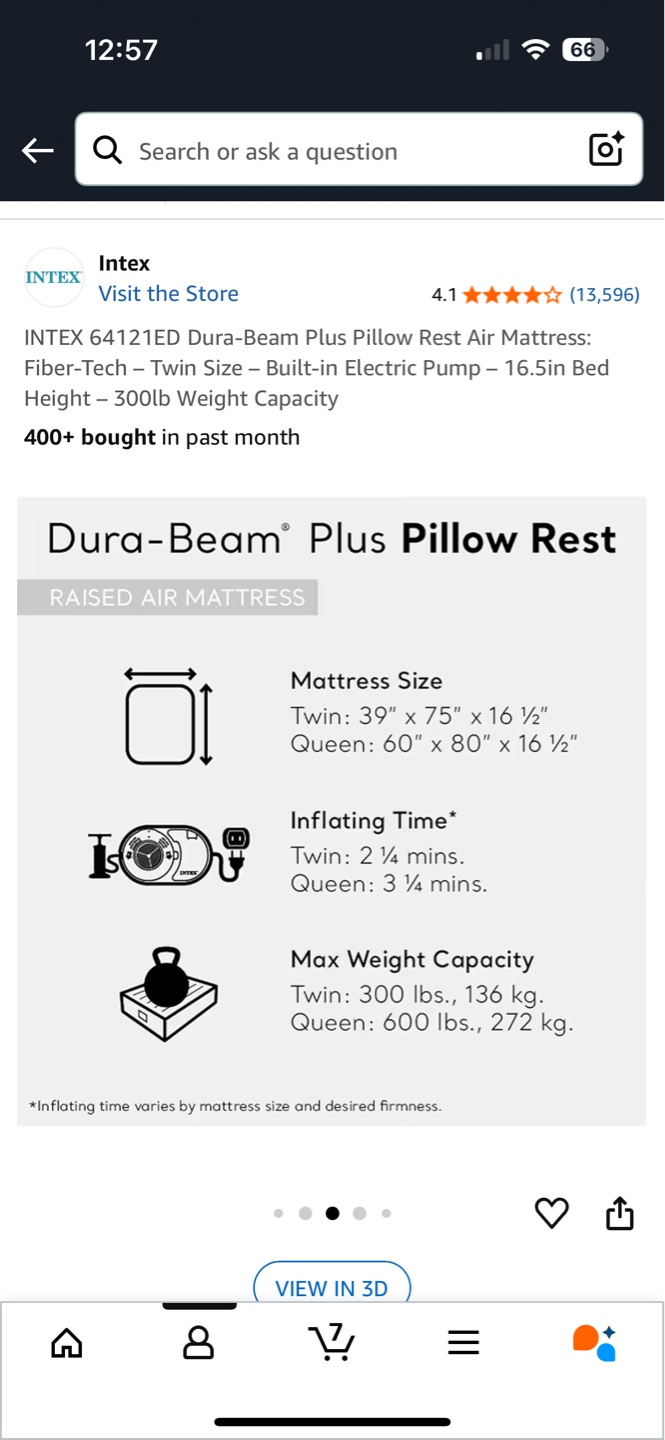 INTEX 64121ED Dura-Beam Plus Pillow Rest Air Mattress - Twin - photo 3