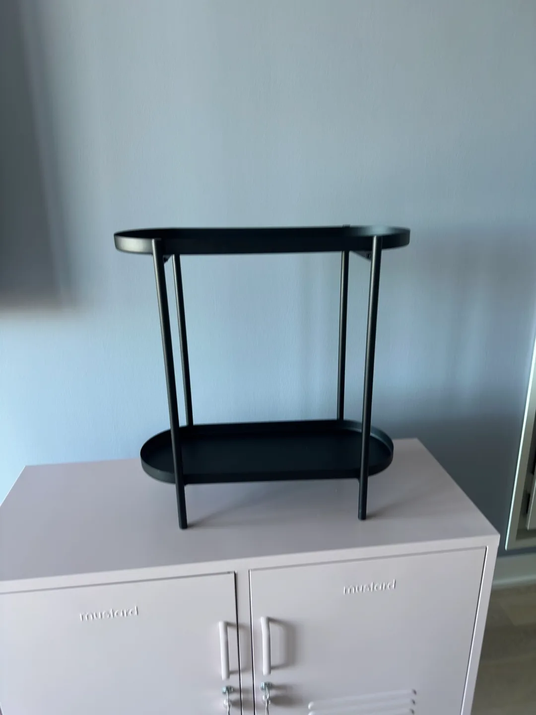 Black Metal Two-Tier Side Table or Plant Stand thumbnail