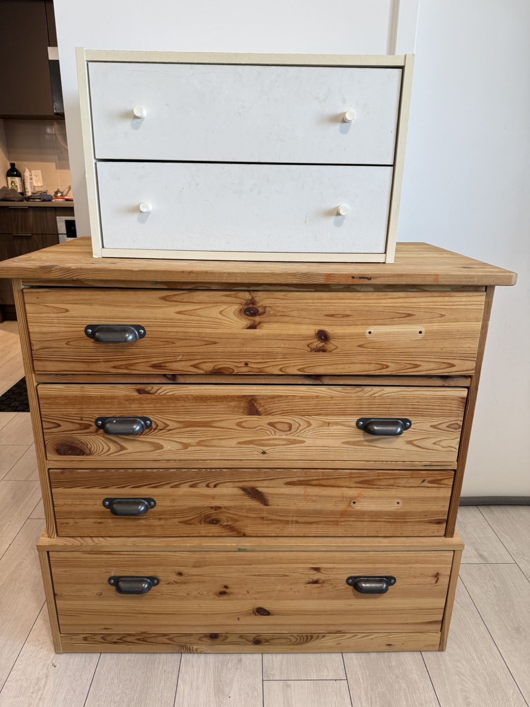 Wooden Chest of Drawers with Small Top Drawer Unit