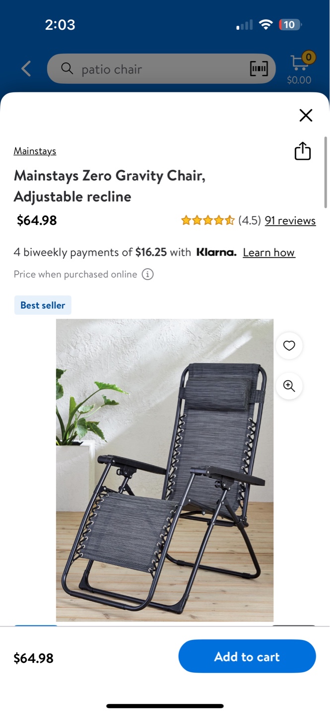 BRAND NEW Mainstays Zero Gravity Recliner Chair - photo 5