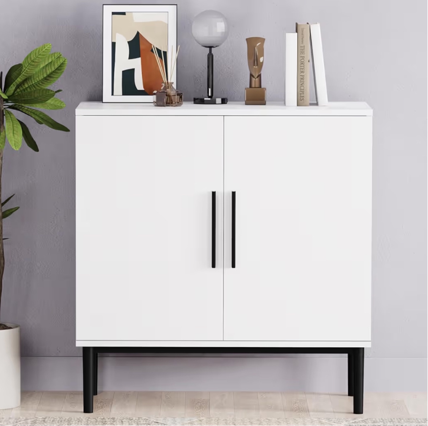 White Cabinet with Black Legs