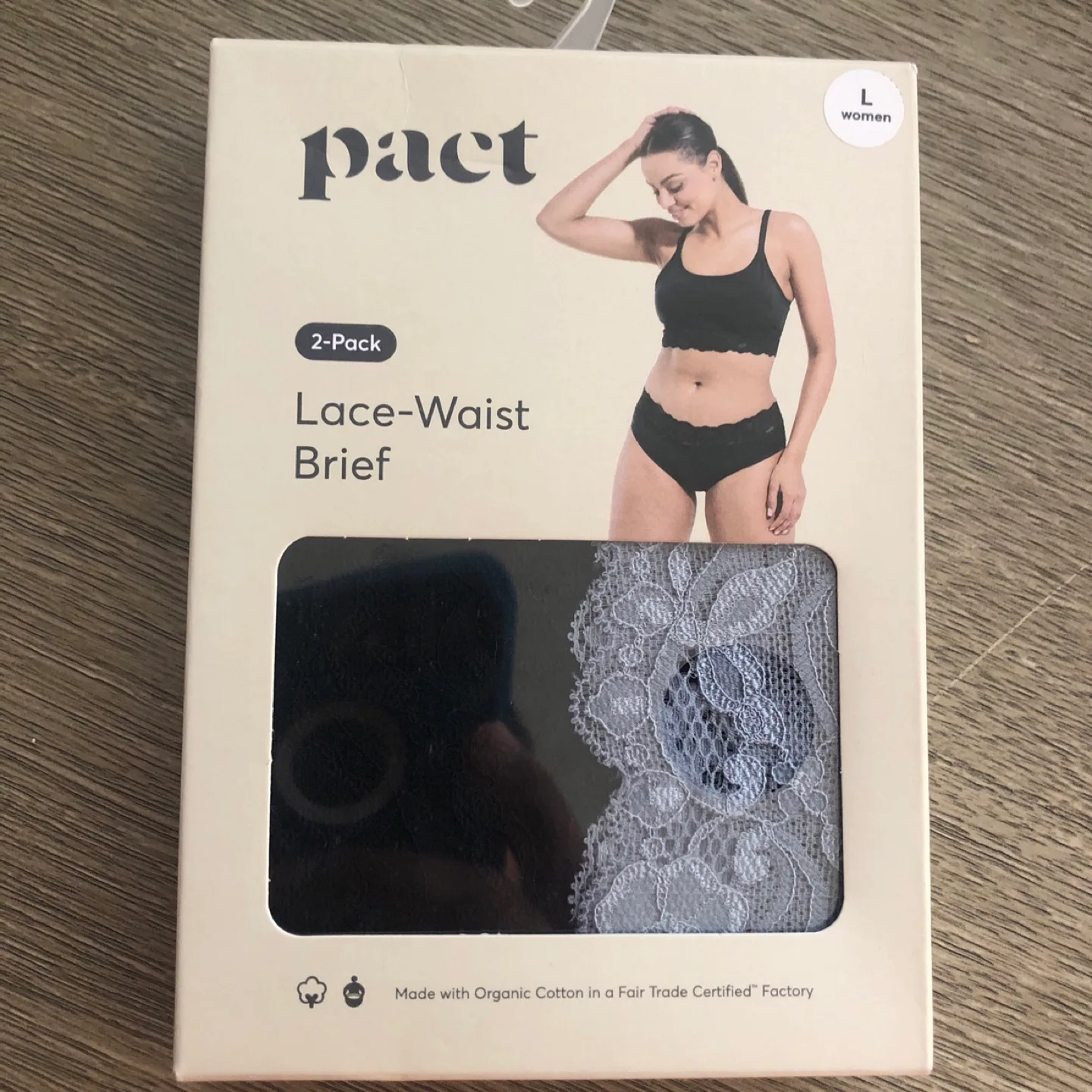Pact Women's Lace-Waist Briefs - Size Large - 2-Pack thumbnail