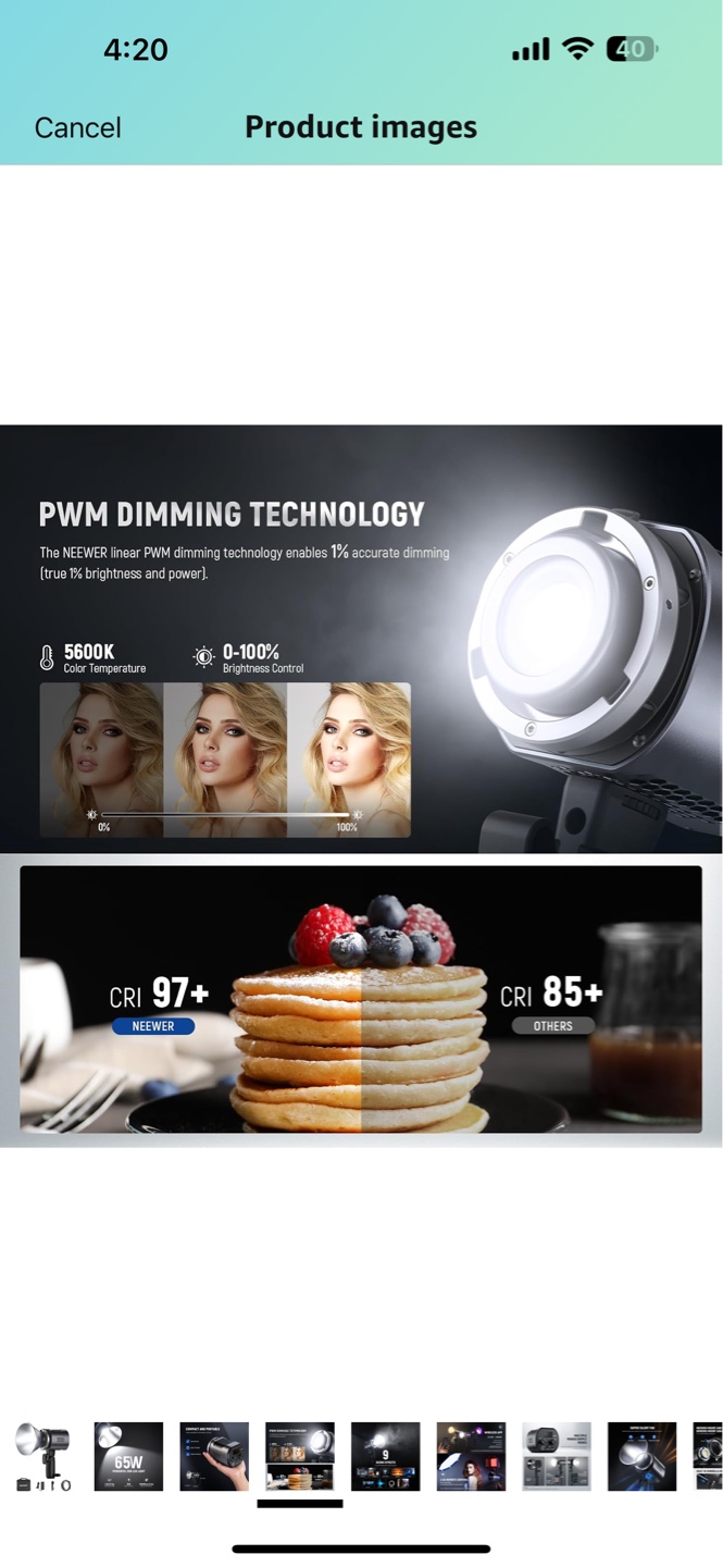Neewer MS60 65W COB LED Video Light with Wireless App Control - photo 4
