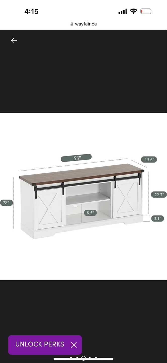 Ravindr TV Stand - White - Farmhouse Style - Holds TVs up to 65" - photo 5