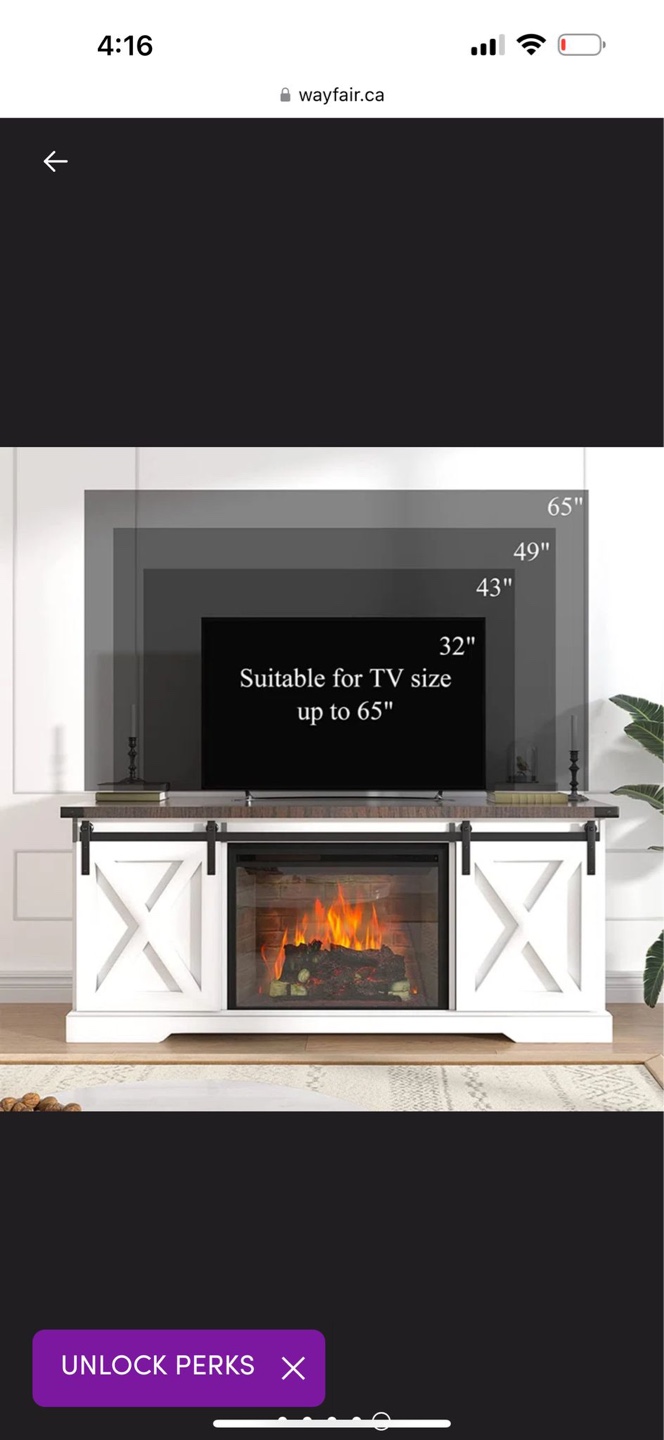 Ravindr TV Stand - White - Farmhouse Style - Holds TVs up to 65" - photo 4