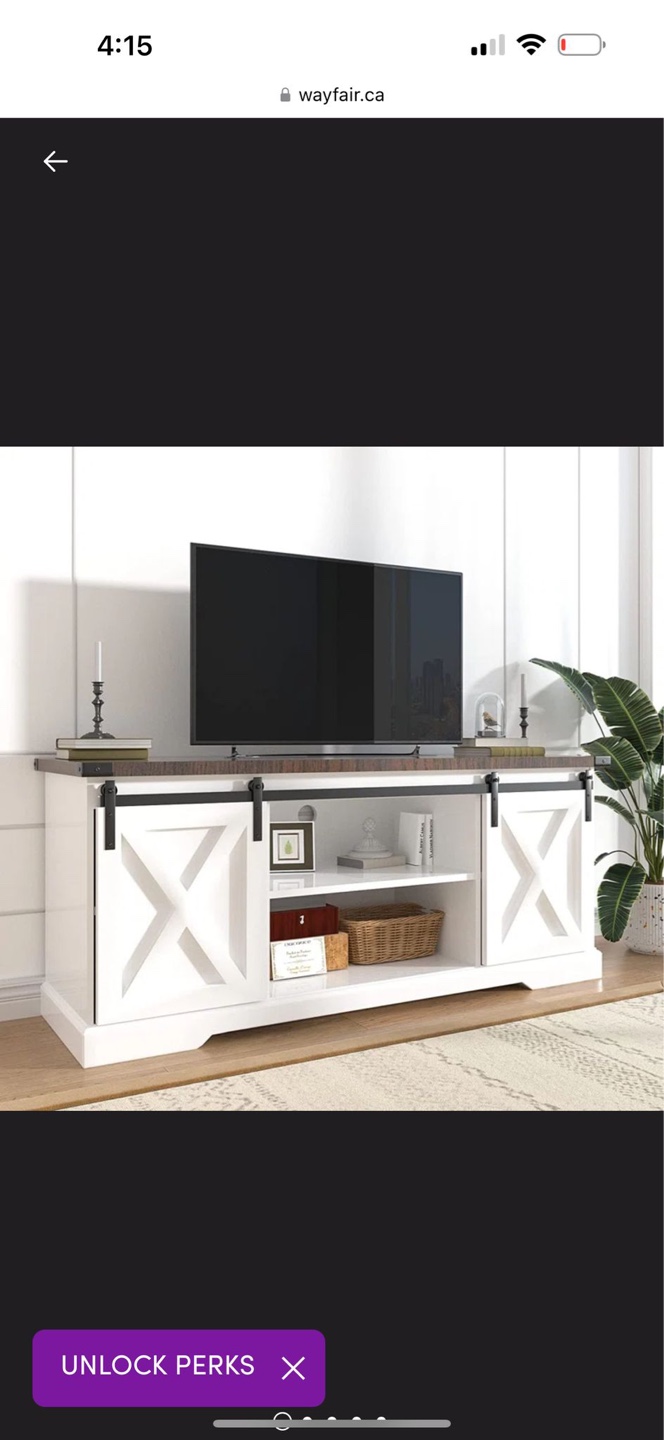 Ravindr TV Stand - White - Farmhouse Style - Holds TVs up to 65" - photo 2
