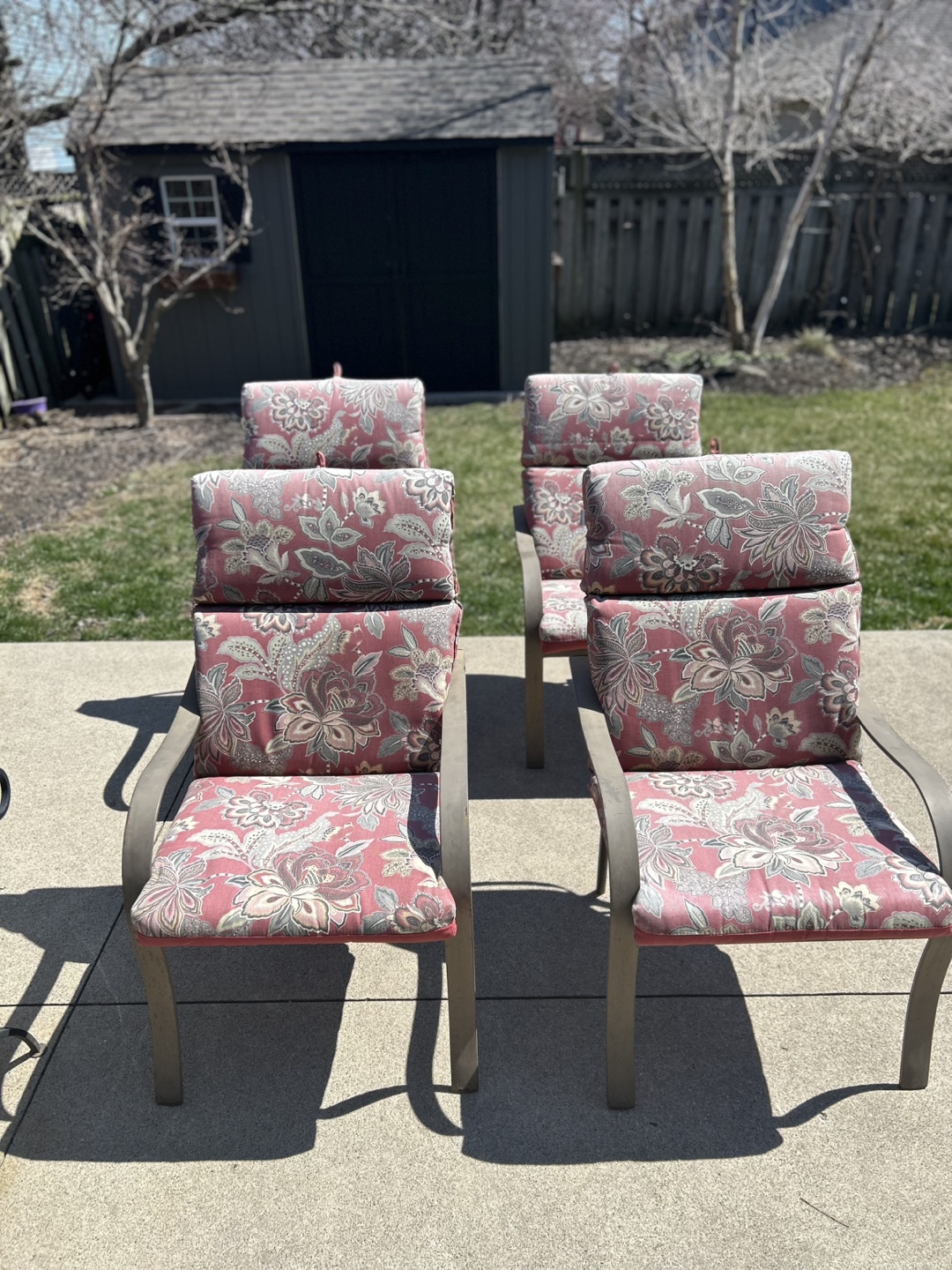 Four Outdoor Patio Chairs with Cushions