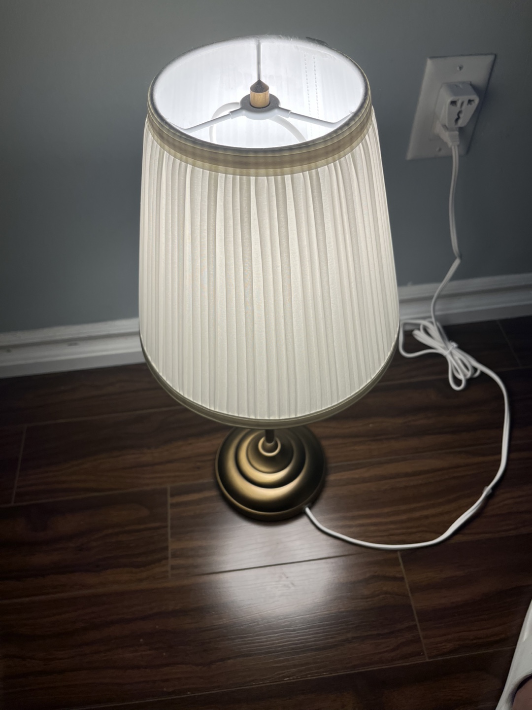 Brass Table Lamp with Pleated Shade - photo 3