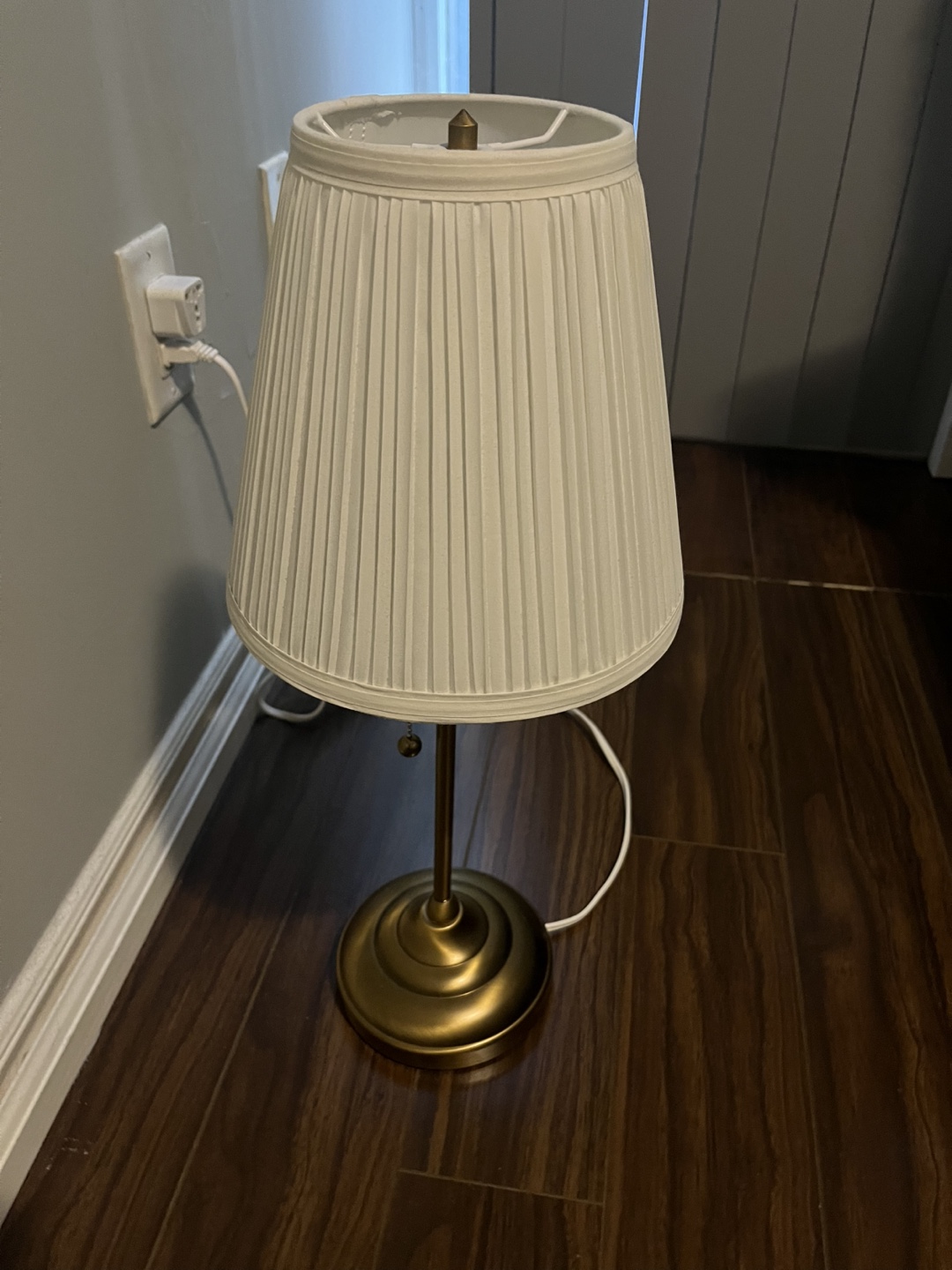 Brass Table Lamp with Pleated Shade - photo 4