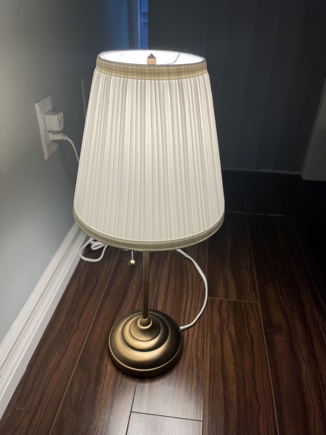 Brass Table Lamp with Pleated Shade