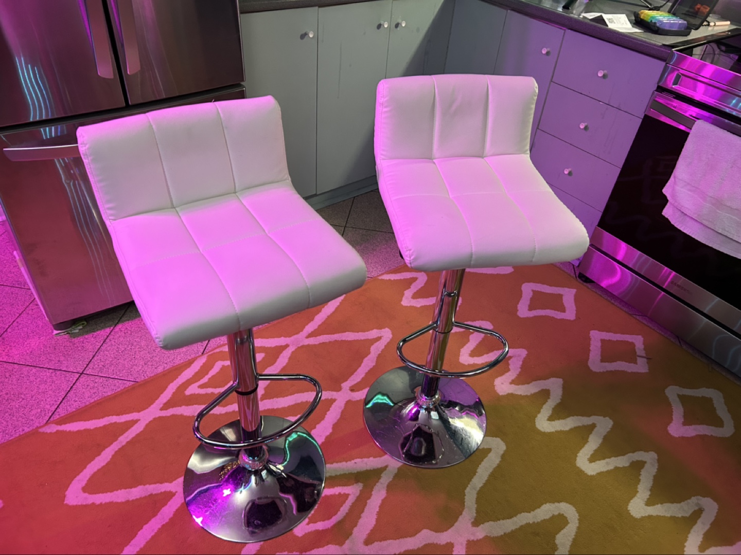 Pair of White Bar Stools