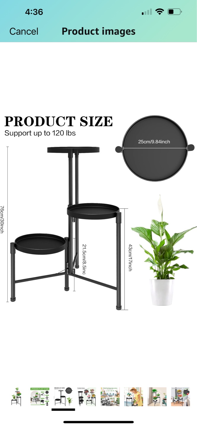Three-Tier Black Metal Plant Stand - photo 2