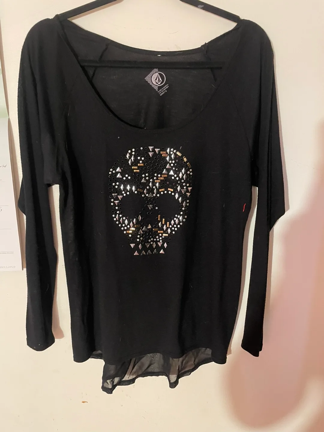 Volcom Black Studded Skull Long Sleeve Shirt thumbnail