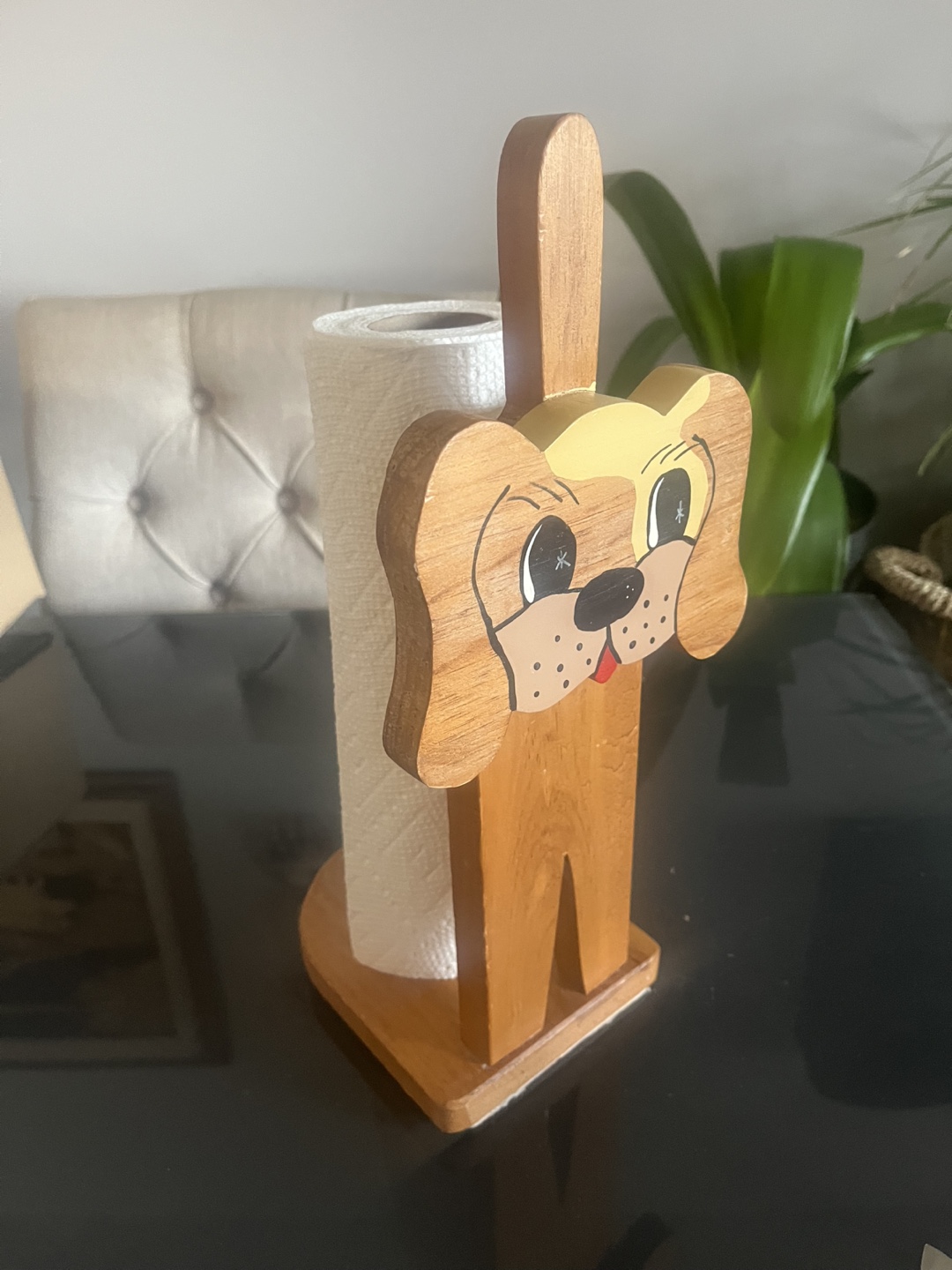 Puppy Paper Towel Holder Wooden
