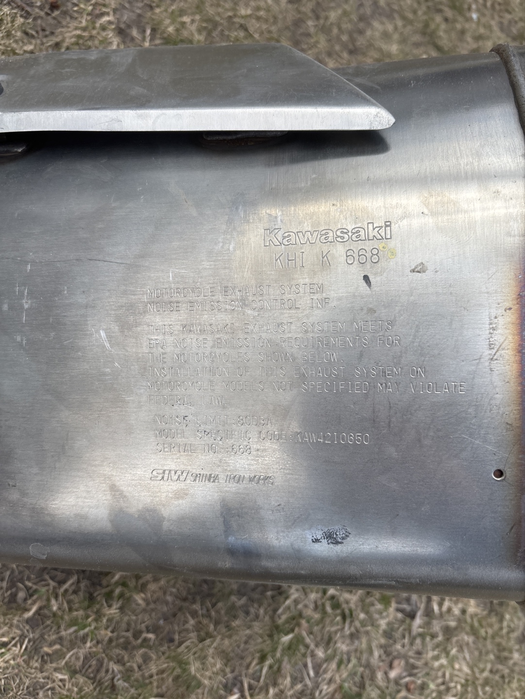Kawasaki KHI K 668 Motorcycle Exhaust System - photo 2