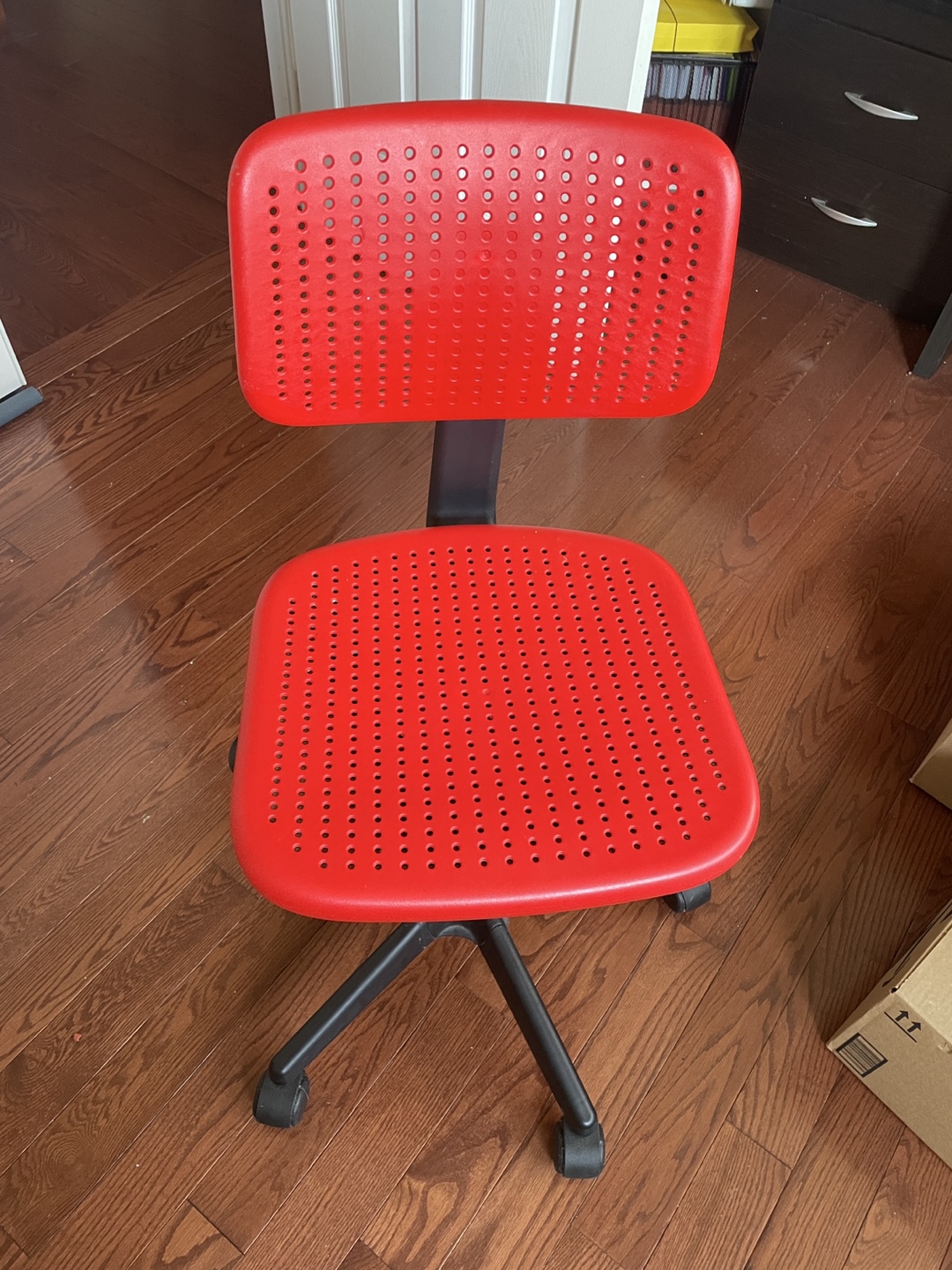 Ikea Rolling Desk Chairs - Red and Blue
