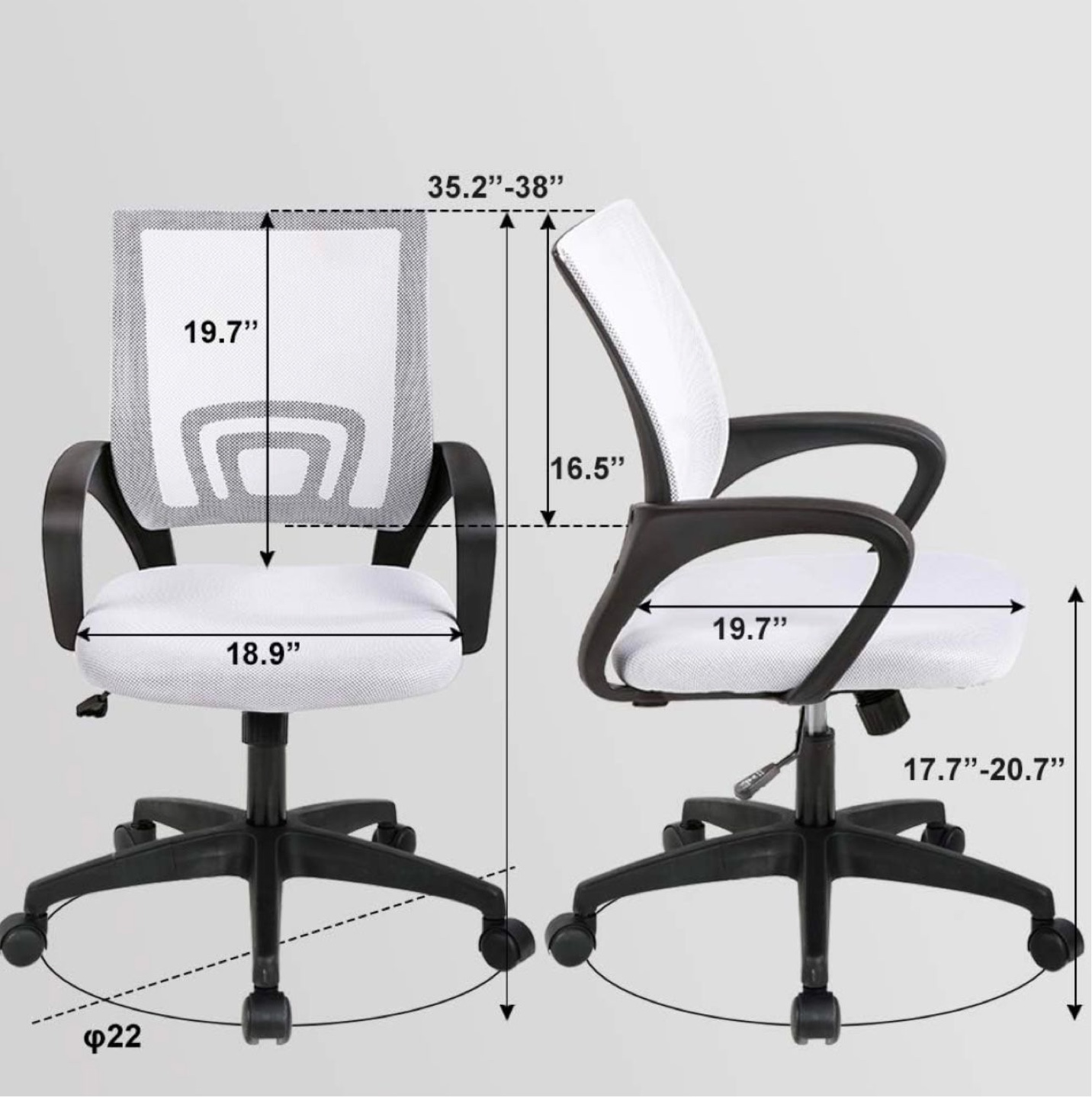 White Mesh Office Chair with Adjustable Height - photo 4