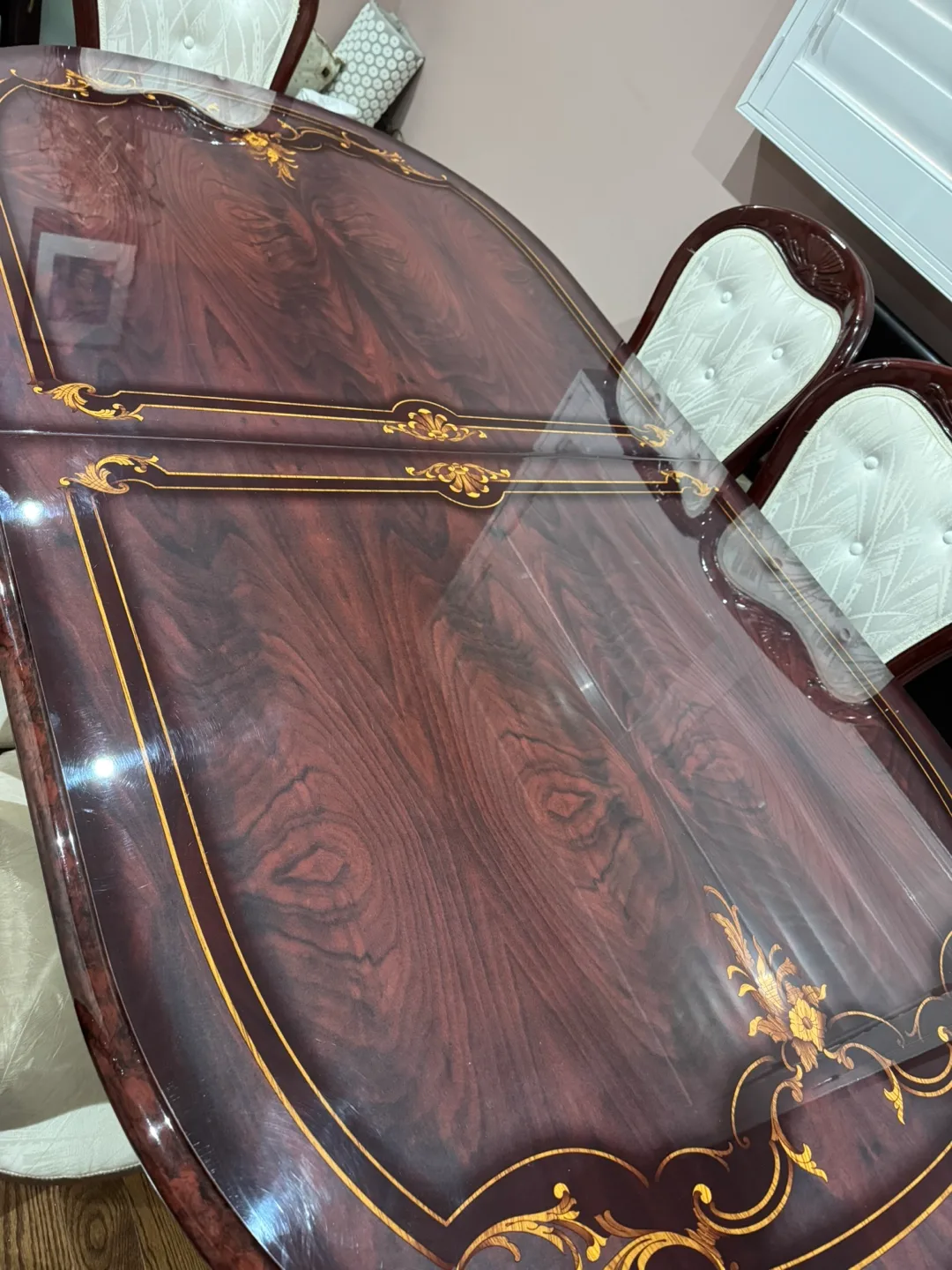 Elegant Dining Set: Table, 6 Chairs, and China Cabinet image indicator(4)