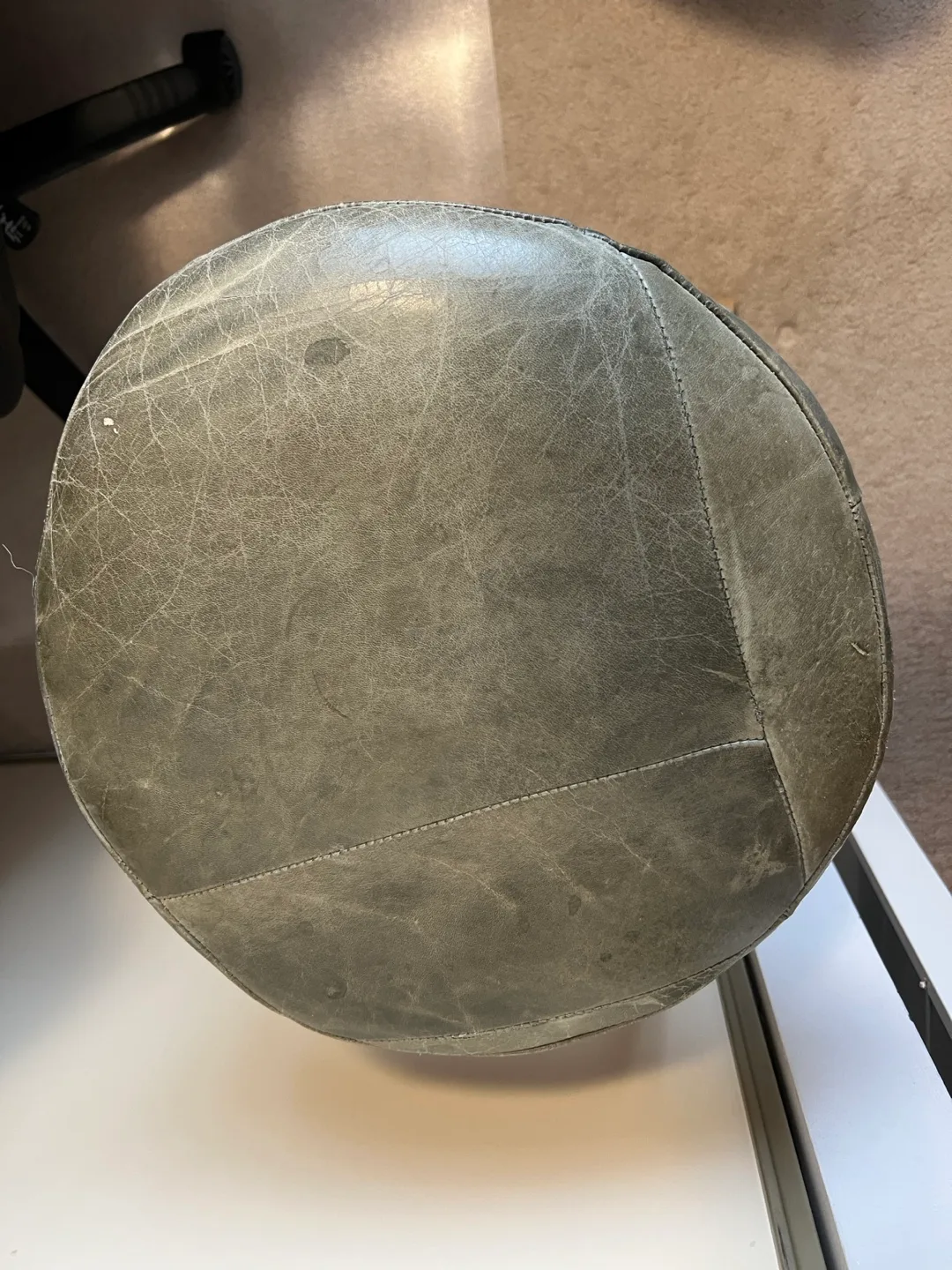 1 Wooden Bar Stool with Ash Green Leather Seat image indicator(3)