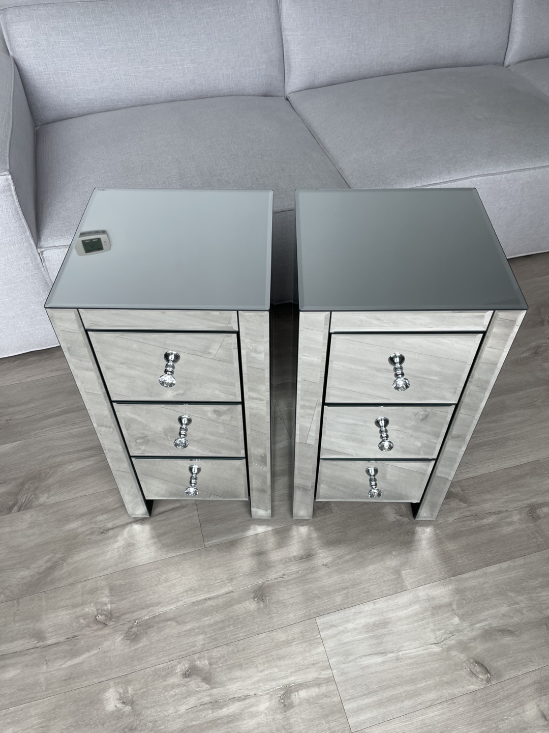 Set of 2 Jeanine Mirrored Nightstands with Storage - photo 4