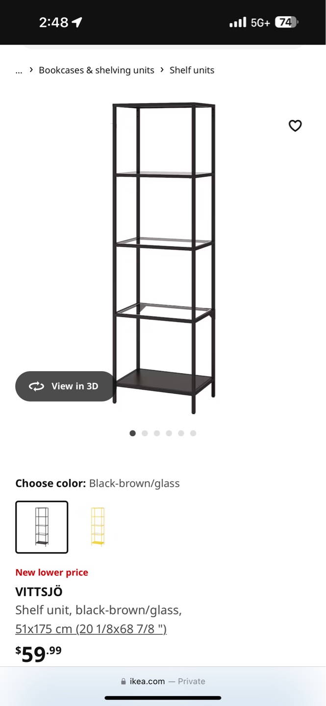 IKEA VITTSJÖ Black-Brown/Glass Shelf Unit - photo 2