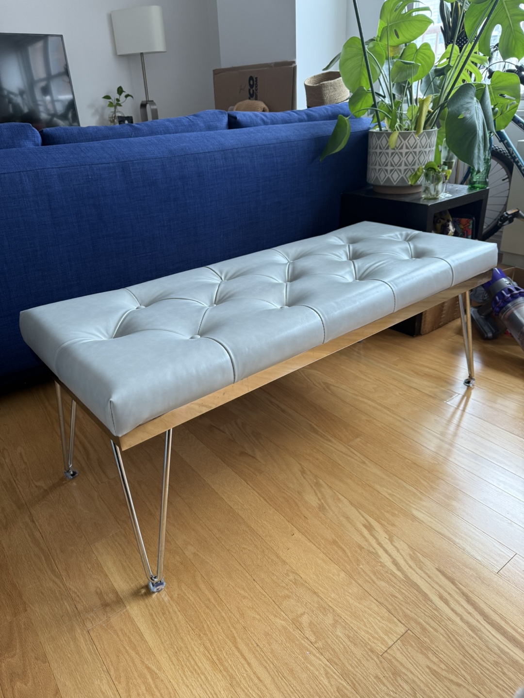 Safavieh Marcella Grey & Chrome Bench
