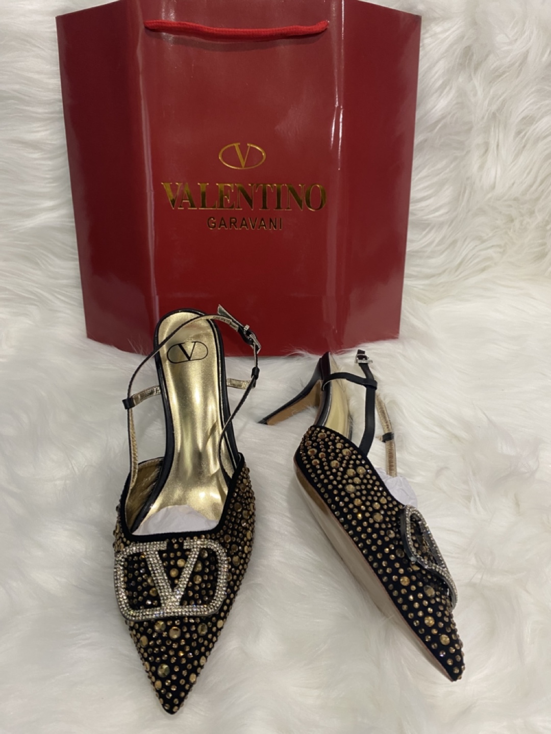 Valentino Garavani Crystal Embellished Slingback Heels - photo 3