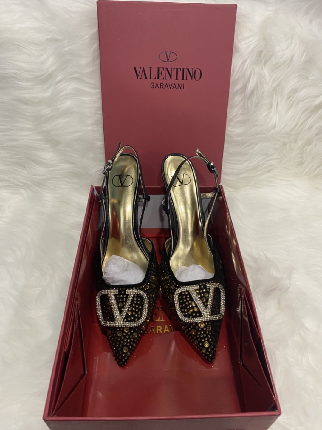 Valentino Garavani Crystal Embellished Slingback Heels
