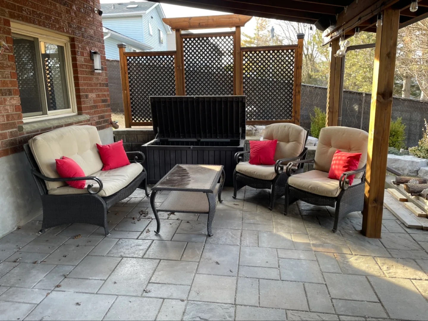 4-Piece Wicker Patio Set with Storage Box thumbnail