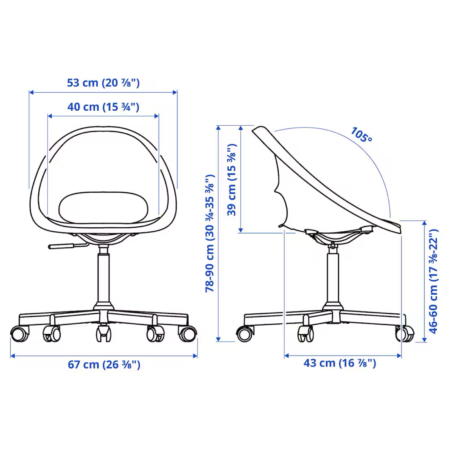 Ikea LOBERGET / MALSKÄR  White Rolling Desk Chair - photo 4