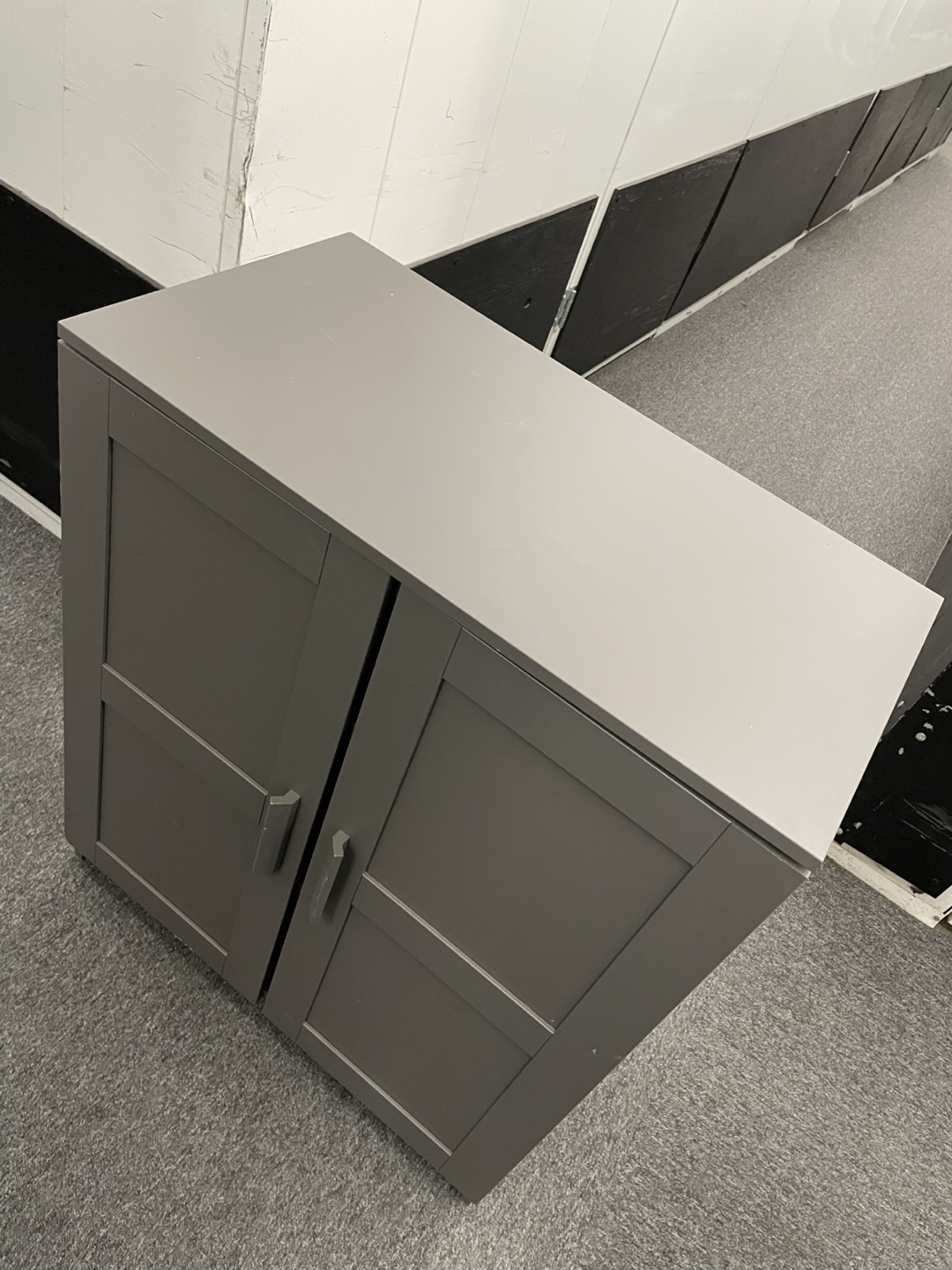 Matte Gray Cabinet with Two Doors and Shelves - photo 2