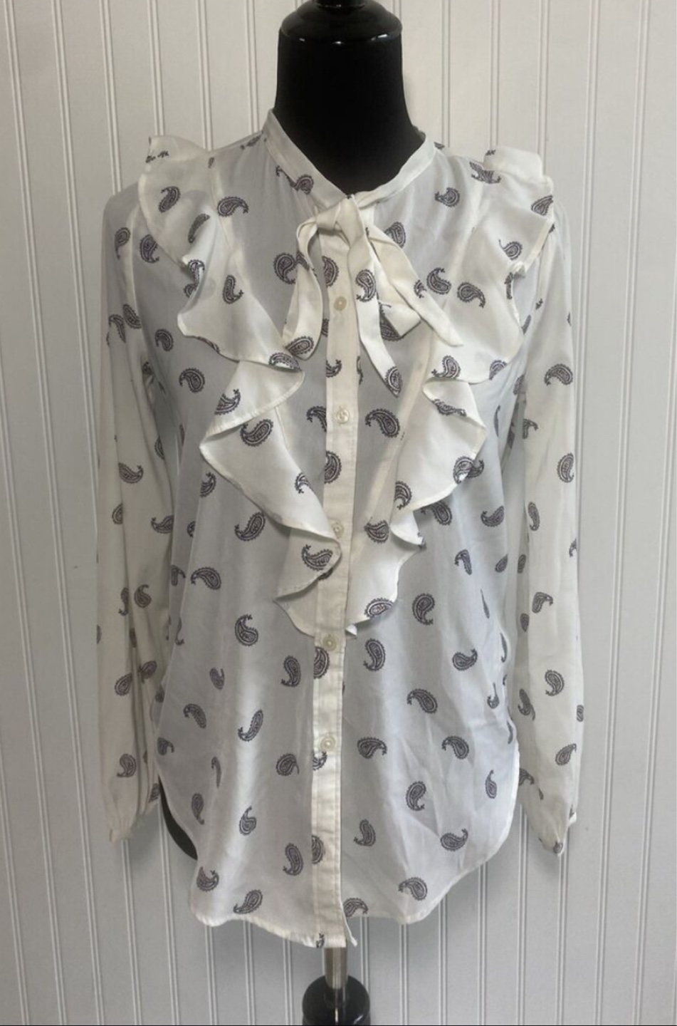 Abercrombie & Fitch White Paisley Blouse - Size XS (fits S)
