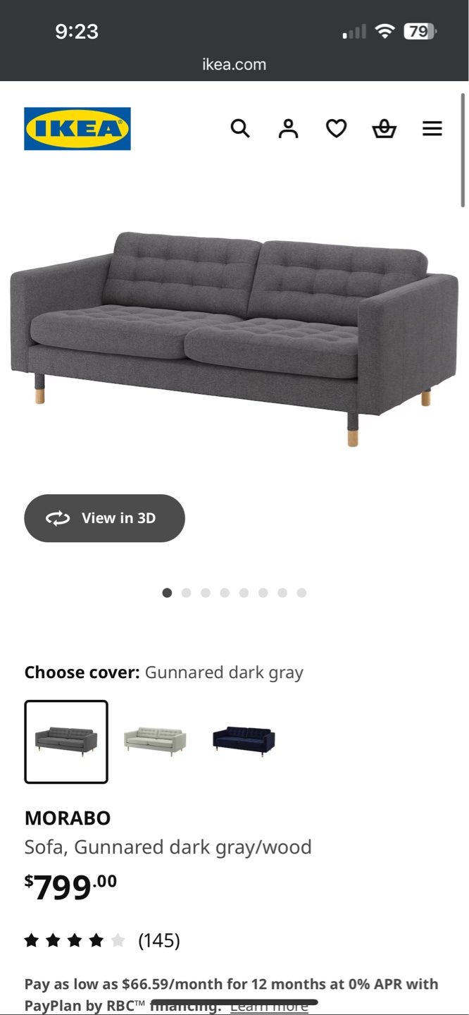 IKEA MORABO Sofa - Gunnared Dark Gray - photo 3