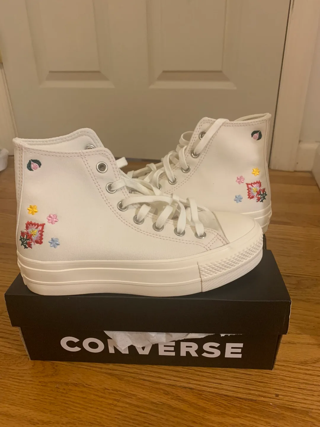 Converse Platform High Top Sneakers - Floral Embroidery thumbnail