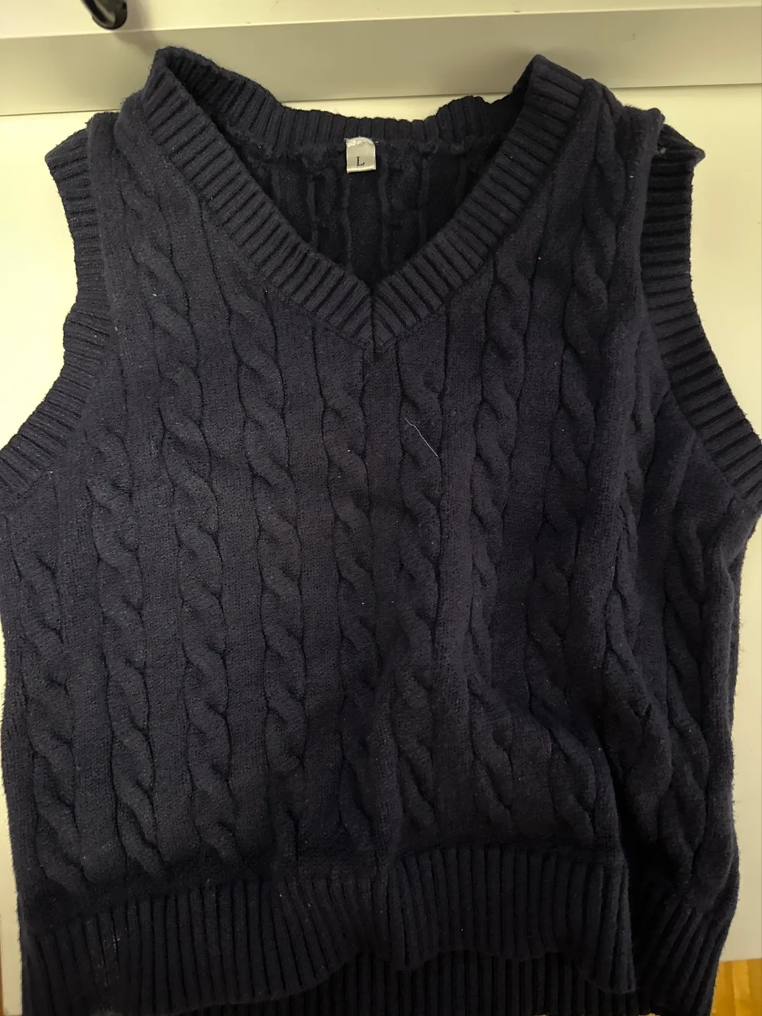 Navy Blue Cable Knit Sweater Vest thumbnail