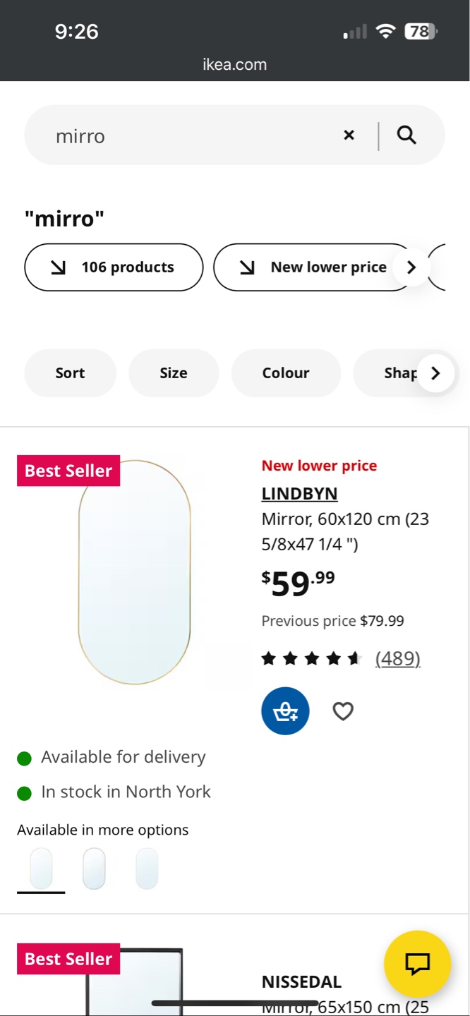 IKEA Gold Oval Mirror - photo 2