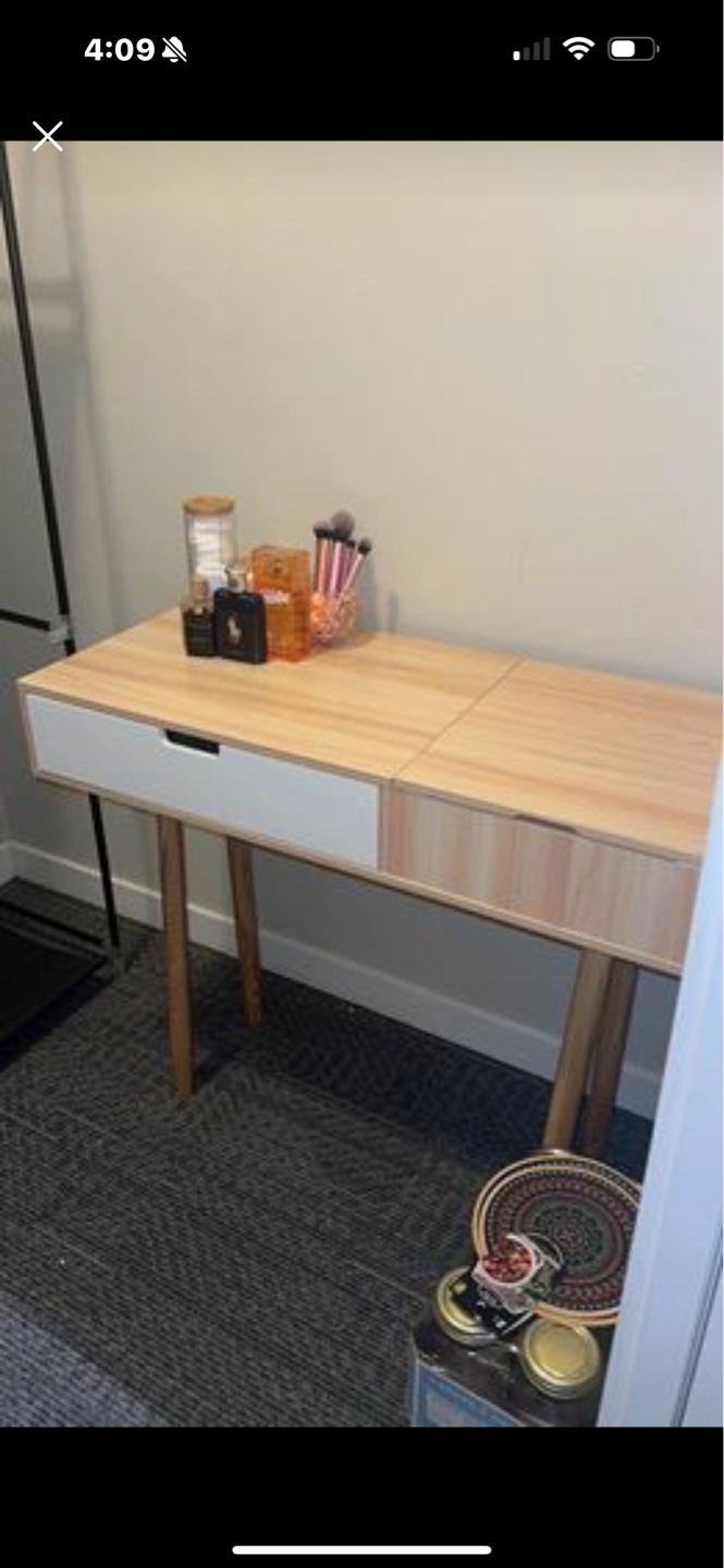 Vanity Table with Mirror and Drawer - photo 2