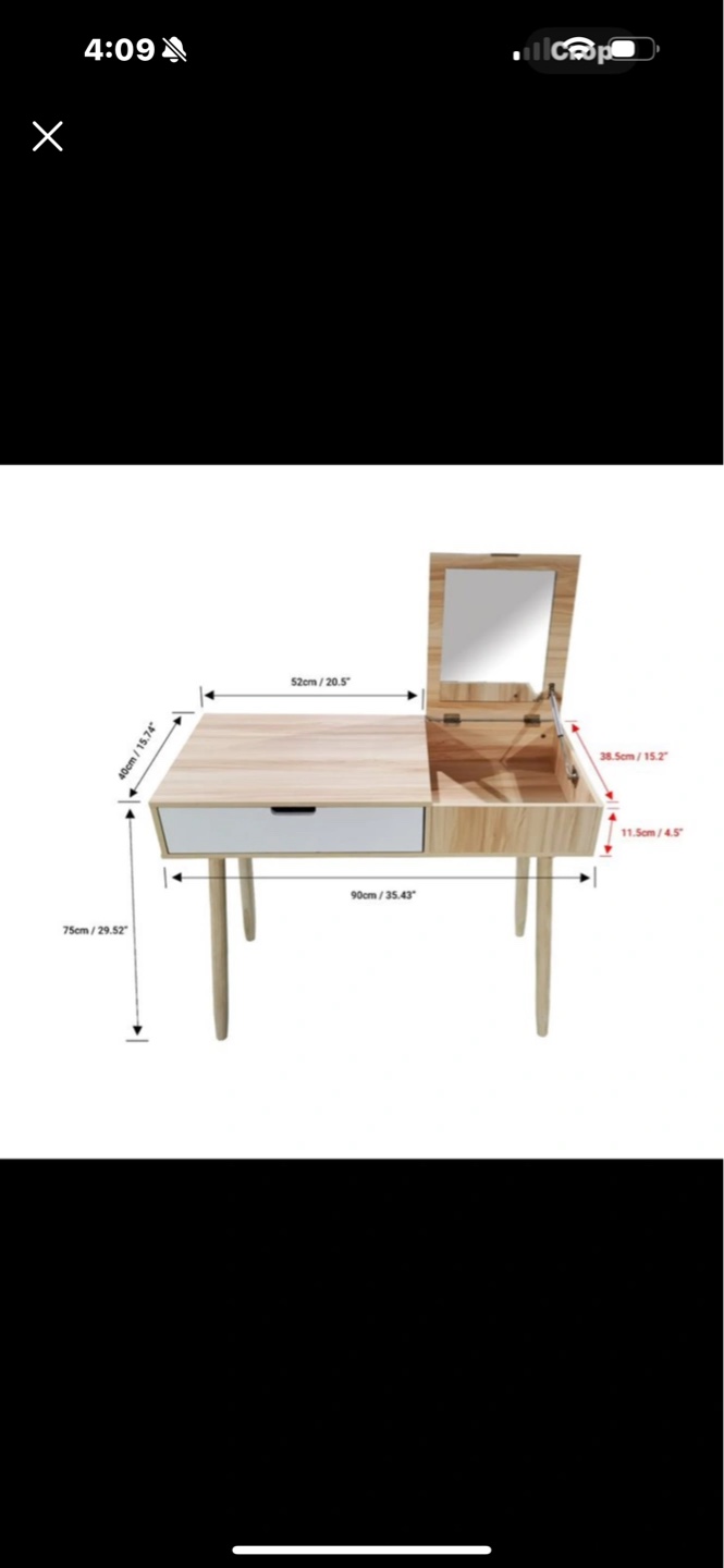 Vanity Table with Mirror and Drawer