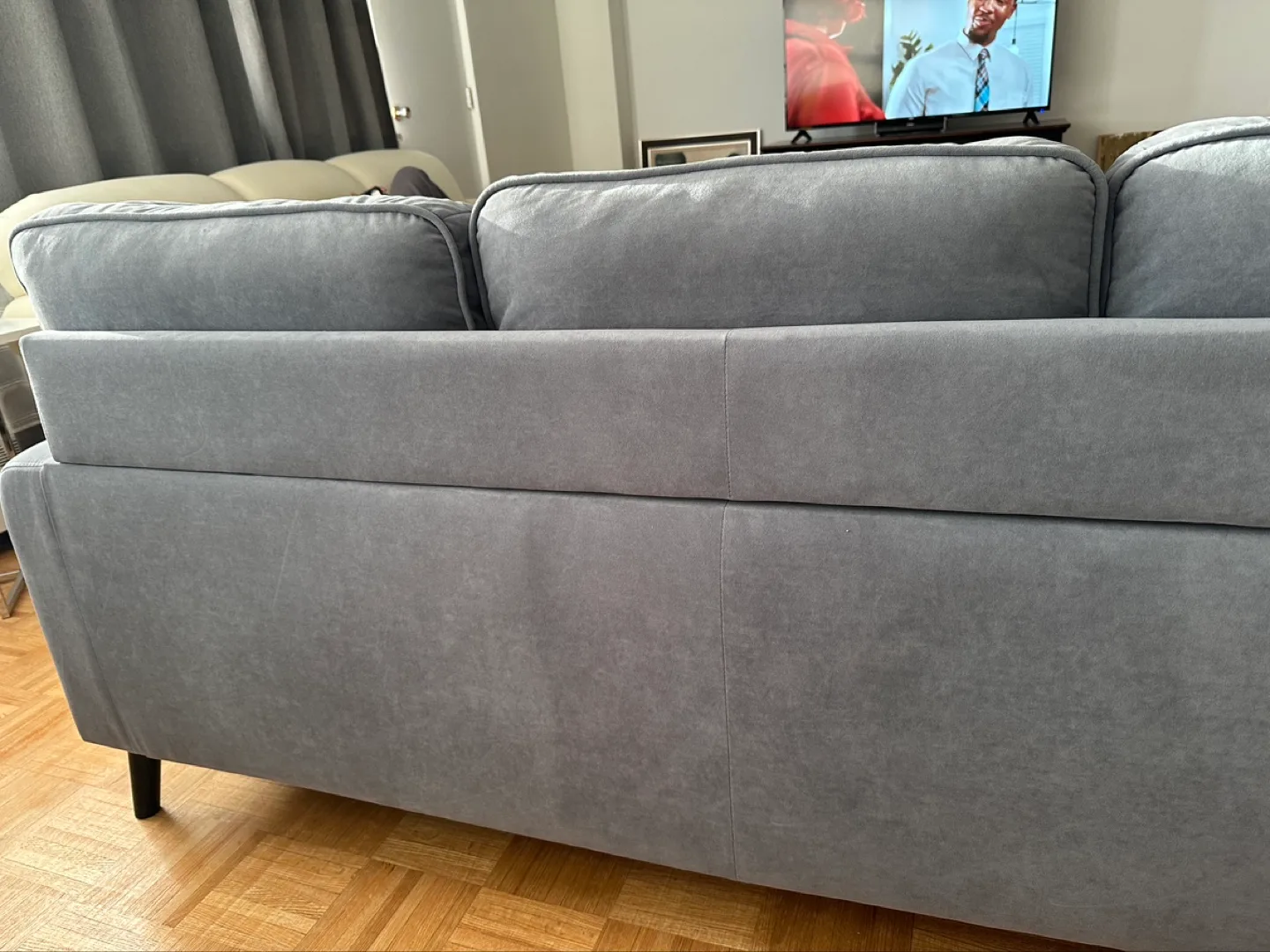 Grey Velvet Sectional Sofa image indicator(2)