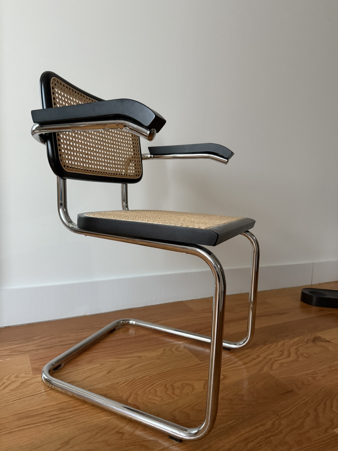 Mid-Century Modern Cane Chair with Chrome Legs - photo 2